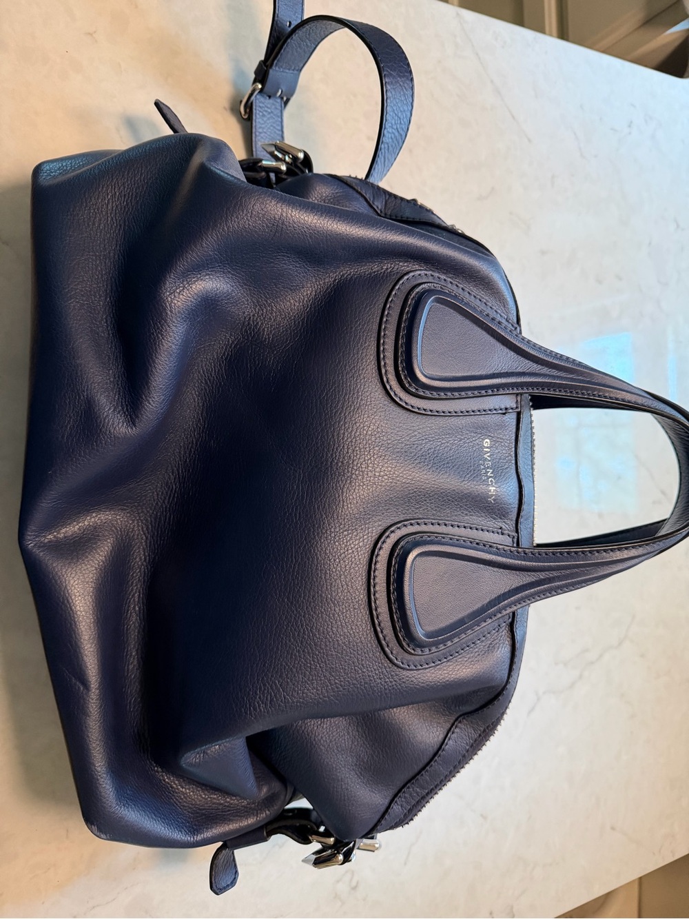 Givenchy Navy Leather Shoulder Tote